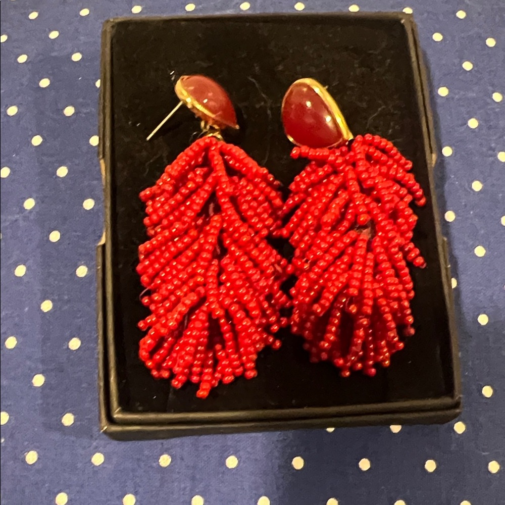 Elegant Red Beaded Earrings